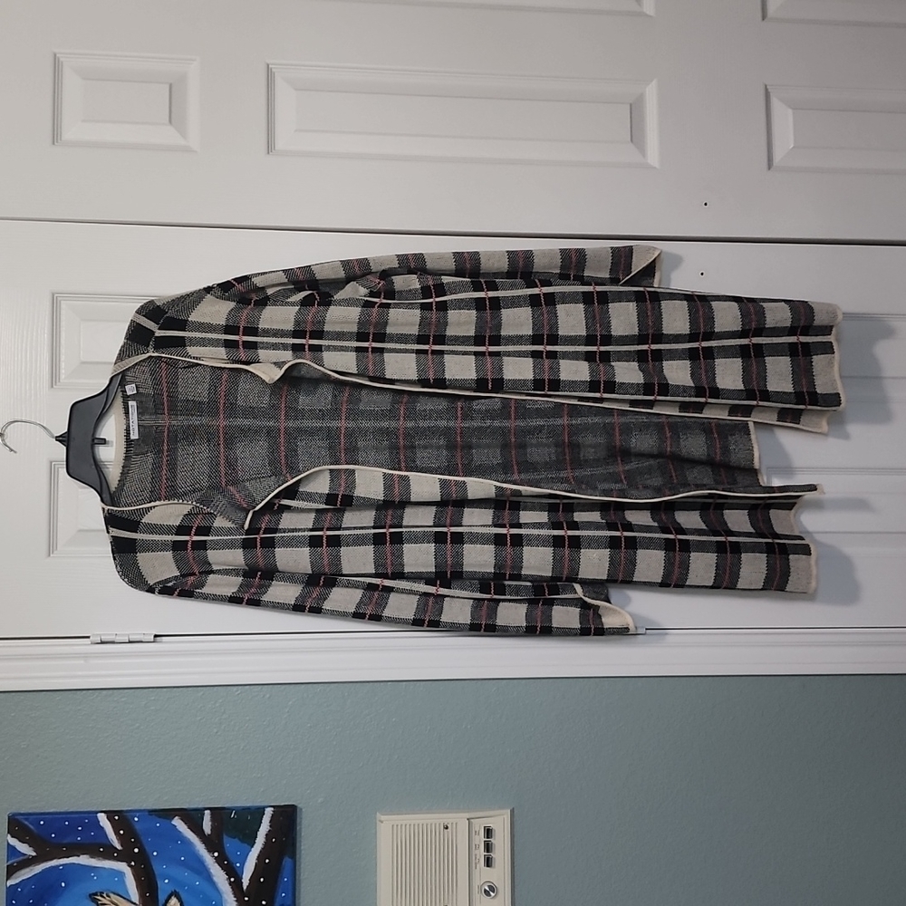 Duster length open cardigan
